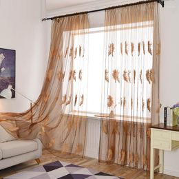 Curtain Feather Embroidered Tulle Living Room Balcony Transparent Simple Fashion Window Screen Modern Exquisite Breathable