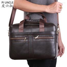 Briefcases Briefcase For Male Messenger Bag Men's Genuine Leather Document Men Shoulder Travel Handbags Satchel Laptop 14 Inch