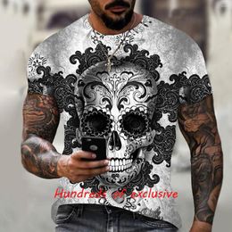 Men's T Shirts T-Shirt 3D Printing Fashion Horror Skull Street Personality Short-Sleeved Wild Loose Oversized Men Top 110-6Xl