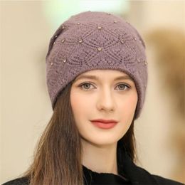 Ball Caps Women Elegant Trendy Warm Chunky Soft Stretch Cable Knit Winter Hat With Pearl Beaded Trim Co Baseball Cap Men's