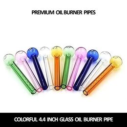 Pyrex glass oil burner pipe smoking accessories Colourful 4.4 inch transparent big tube nail tips bong