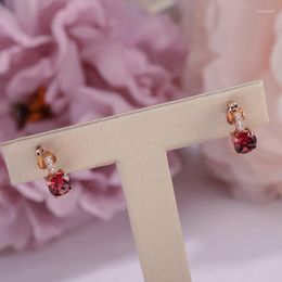 Stud Earrings Fine Jewellery For Women Silver Natural Garnet Round Red Gemstone Classic Rose Gold Plated Brincos CCEI031