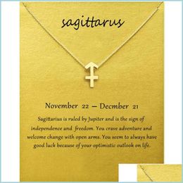 Pendant Necklaces Fashion Jewellery 12 Constellation Sagittarius Pendant Necklaces For Women Zodiac Chains Necklace Gold Sier Colour Bi Dhgd2