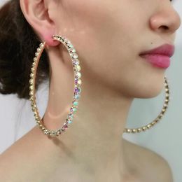 Hoop Earrings Big Circle AB Rhinestone Luxury Designer Jewellery For Women Brincos Weddings Statement