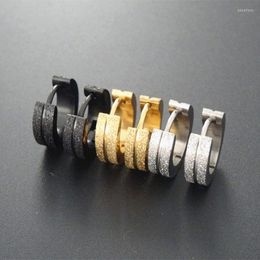 Hoop Earrings Fashion Small Stainless Steel Colour Gold Black Frosting Huggie Jewellery For Men Women