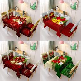 Chair Covers Christmas Snowflake Tablecloth Xmas Dining Cover Waterproof Bells Dinning Table Cloth Home Party Decor