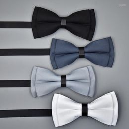 Bow Ties Men Get Married Pure Colour Simple Tie Fashionable Leisure Double Layer Monochrome