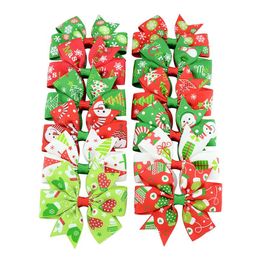 Baby Bow Hair Clips Christmas Grosgrain Ribbon Bows with Clip Snow Girls Pinwheel Hairpins Xmas Hair Pin Accessories
