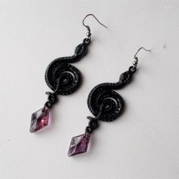 Dangle Earrings Goth Black Snake Rhombus Crystal Drop Serpent Gothic Vampire Statement Punk Crappy Jewellery Women Fashion Gift