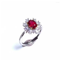Cluster Rings Jewelry Natural Ruby Ring For Party Vintage 925 Silver 5mm 7mm Real Fashion Gemstone
