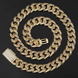 16mm 16-24inch Gold Silver Plated Bling CZ Cuban Chain Necklace Links Hip Hop Rapper Street Jewellery for Men Women