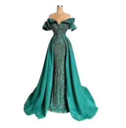 2023 plus size tamanho da sereia verde arábica Mermaid vestido de renda de renda de renda de noite de luxo formal elegante BC14657 GB1114S2