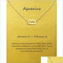 Pendant Necklaces Fashion Jewellery 12 Constellation Aquarius Pendant Necklaces For Women Zodiac Chains Necklace Gold Sier Colour Birth Dhqmz