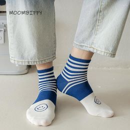 Men's Socks Striped Cotton Men Short College Low-waist Boat Simple Sock Summer Happy Funny Thin Shallow Trend