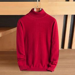 Men's Sweaters Mens Real Sheep Wool Clothing Autumn & Winter Turtleneck Sweater Long Sleeve Knitwear High Collar Warm Pure