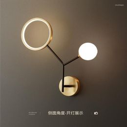Wall Lamps Nordic LED Lamp For Bedroom Bedside Aisle Corridor Living Room Light Copper Tree Branch Villa Apartment Stair Sconce