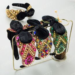 Luxury Full Diamonds Bow Headbands Fashion Hair Accessories For Women Colorful Party Wide Side Hairband Hair Band Girl