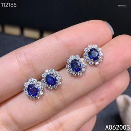 Stud Earrings KJJEAXCMY Fine Jewelry 925 Sterling Silver Inlaid Natural Sapphire Female Ear Studs Beautiful Support Detection