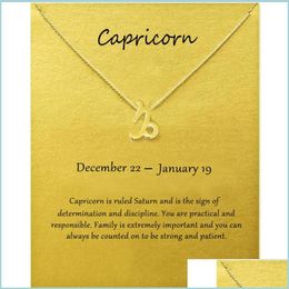 Pendant Necklaces Fashion Jewellery 12 Constellation Capricorn Pendant Necklaces For Women Zodiac Chains Necklace Gold Sier Colour Birt Dhqm2