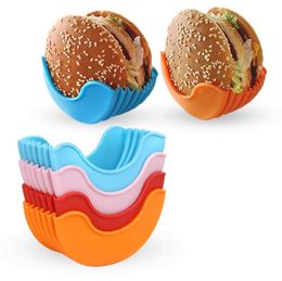 Food Savers Retractable Sandwich Hamburger Fixed Box Buns Reusable Silicone Burger Rack Holder Hamburger Clip SN201