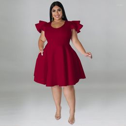 Plus Size Dresses Elegant Knee Length Dress For Women O Neck Short Sleeve Office Lady Vestidos Night Party Luxury Gowns 2022 5XL Robes