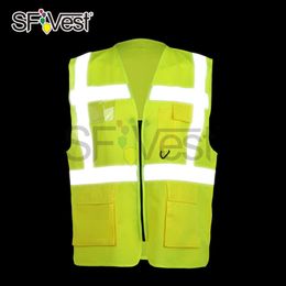 Reflective vest Wholesale EN ISO 20471 safety road workplace traffic man's reflective vest with pockets