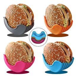  G ı da Koruyucular Geri Çekilebilir Sandviç Hamburger Sabit Kutu Çörekler Yeniden Kullan ı labilir Silikon Burger Raf Tutucu hamburger klip 1114