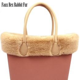 Sacs de soirée Faux Rex Rabbit Fur Furry Thermal Pluce Trimes pour O Bag Decoration Classic Mini Obag Accates Grodonau d'automne d'hiver 221114