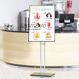 A2 Poster Stand Floor Board Advertising Display Sign Featuring LED Lighting Panel