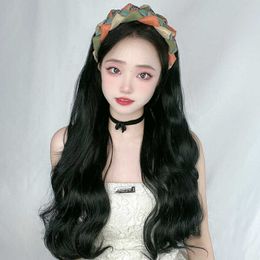 Women's Hair Wigs Lace Synthetic Live Broadcast Half Piece Female Long Straight Imitation Hair Invisible Hairband Wig Head Cover