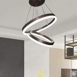 Chandeliers Modern LED Circular Acrylic Ceiling Light AdjustableTwo Rings 6000K/Cool White44W For Living Room Bedroom