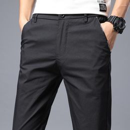 Men's Pants Korean Style Men'S Ice Silk Casual 2022 Spring Summer Business Straight Elastic Trousers Male Thin Loose Sweatpants