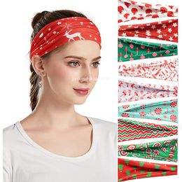 Unisex Couple Elastic Hairband Christmas Headband Elk Christmas Hair Accessories Cycling Yoga Sport Sweat Turban Headwrap