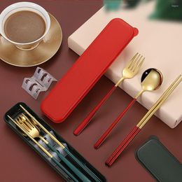 Flatware Sets Cutlery Set Stainless Steel 304 Portable Accessories Camping Travel Chopsticks Fork Spoon Tableware With Case