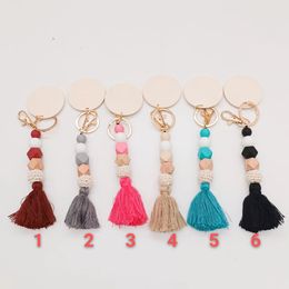 Wholesale Handmade Elastic Rope Beads Silicone Beads Keychain Cotton Tassel Bag Accessories