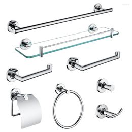 Bath Accessory Set SUS 304 Stainless Steel Bathroom Hardware Chrome Polished Glass Shelf Paper Holder Towel Bar Hook Accessories