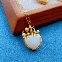 Pendant Necklaces Fairy Tale Castle High-quality Natural Semi-precious Stone S925 Silvering Lucky Charms Necklace Jewelry