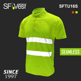 polo shirt seamless go dry performance tee for men's t-shirt no side seam dry fit high visibility reflective safety polo shirts