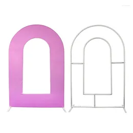 Party Decoration Pink Solid Color Open Arch Backdrop Cover Baby Shower Kids Birthday Wedding Chiara Wall Panel Arched Metal Stand Frame