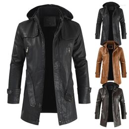 Men's Jackets Leather Jacket Men Nice Casual Fashion PU Hooded Slim-fitting For