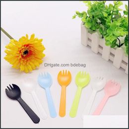 Forks Portable Disposable Fruit Fork Thickened Plastic Dessert Spoon Party Cake Salad Vegetable Kitchen Accessories Tableware 129 K2 Dh9Jw