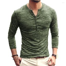 Men's T Shirts Fashion Cotton Long Sleeve Slim V-Neck T-shirt Men Tops Tees Shirt For