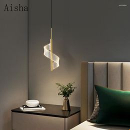 Pendant Lamps Modern Acrylic Chandelier S-shaped Small Waist Salon Decorative Hanging Simple Bedroom Restaurant El Interior Lighting