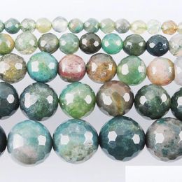Stone Natural Algae Tribe Agate Faceted Stone Spacer Loose Beads 4 6 8 10 12Mm Jewelry Making For Bracelets 15 5Inches By921 Drop Del Dhblf