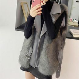 Women's Fur Fashion Casual Vest Coat Women's Autumn And Winter Furry Top Temperament Imitation Leather Jacket Cotton