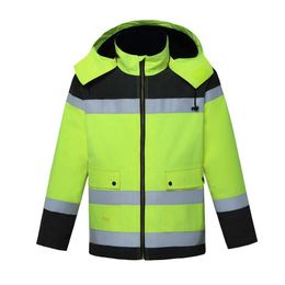 Hi-vis Safety Vest Waterproof Reflective Winter Safety Jacket With Zipper Reflective Jacket For Men