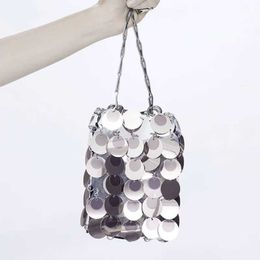 Cross Body Fashion Luxury Designer Women Bags Metal Sequins Chain Woven Evening Clutch Female Travel Holiday Shoulder Handbag 221114