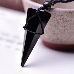 Pendant Necklaces Black Obsidian Natural Stone Pendants Starry Sky Spirit Pendulum Necklace Safe Lucky For Women Men Fashion Jewellery