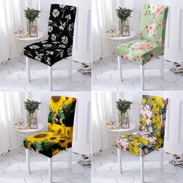 Chair Covers Sunflower Peony Flower Print Dinning Dinner Table And Chairs Office Bench Cover Cushion Director