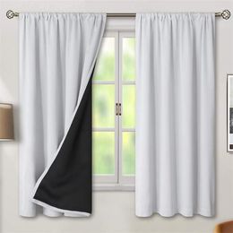 Curtain Blackout Thermal Insulated Curtains For Living Room Bedroom With Black Liner Grey Window Kitchen Blinds Drapes